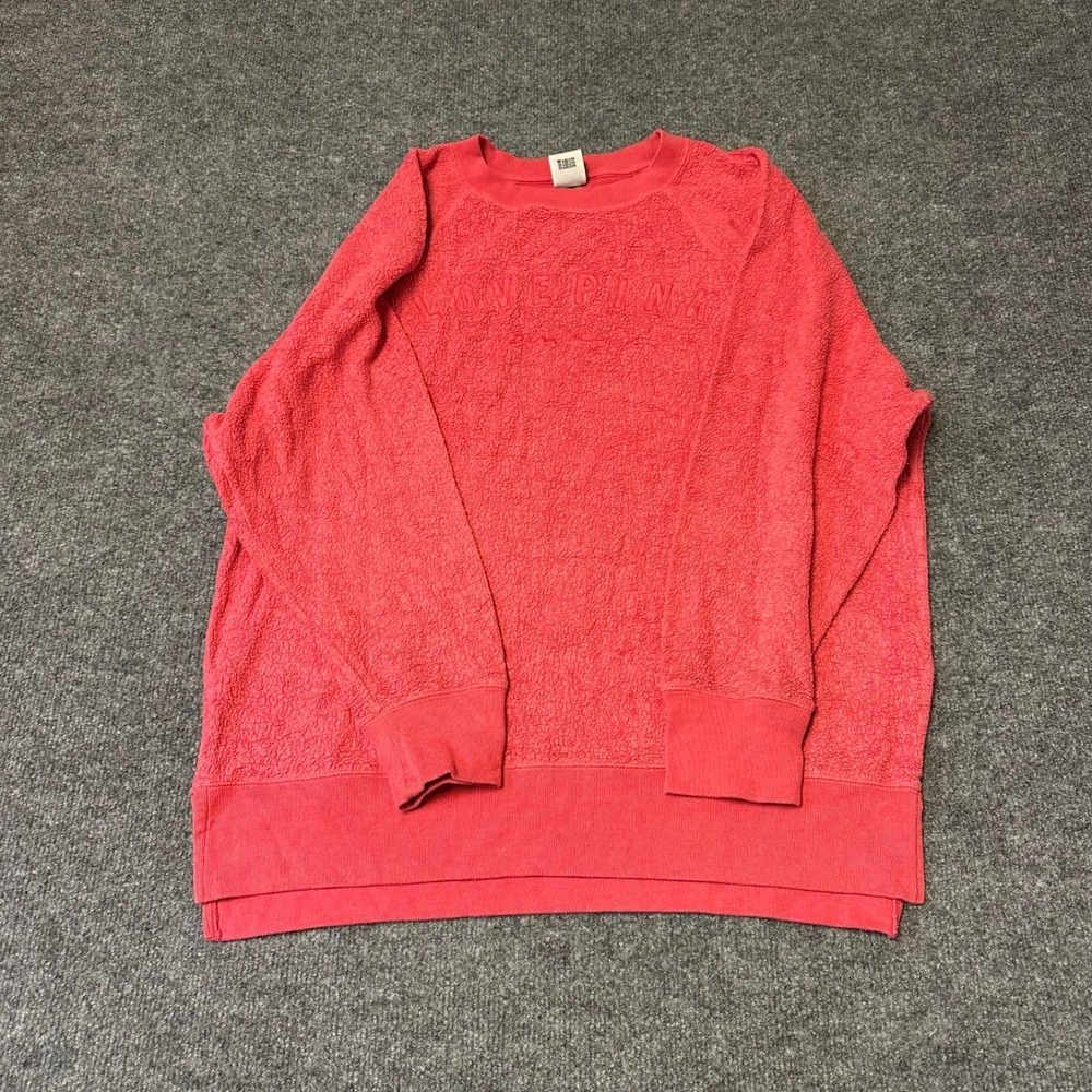 Pink Victoria's Secret Sweatshirt Womens Size S Coral Sherpa Fleece Pullover